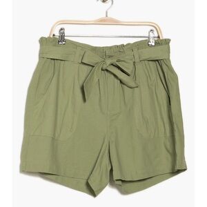 Democracy Skyrise Belted Paperbag Waist Linen Blend Shorts